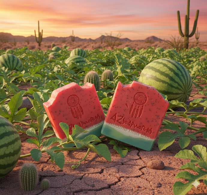 watermelon soap in a southwestern field of watermelon leaves